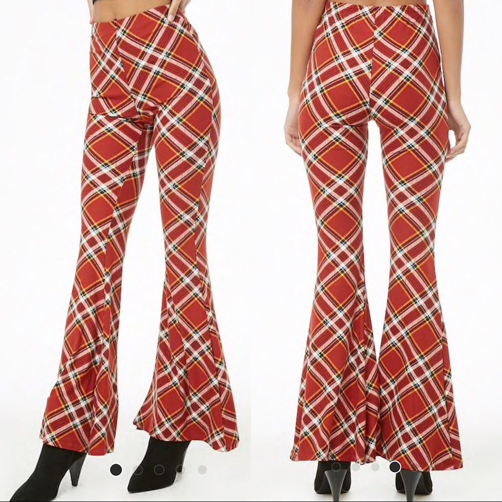 LAST ONE! NWT Forever 21 Plaid Flare Pants - Picture 4 of 8